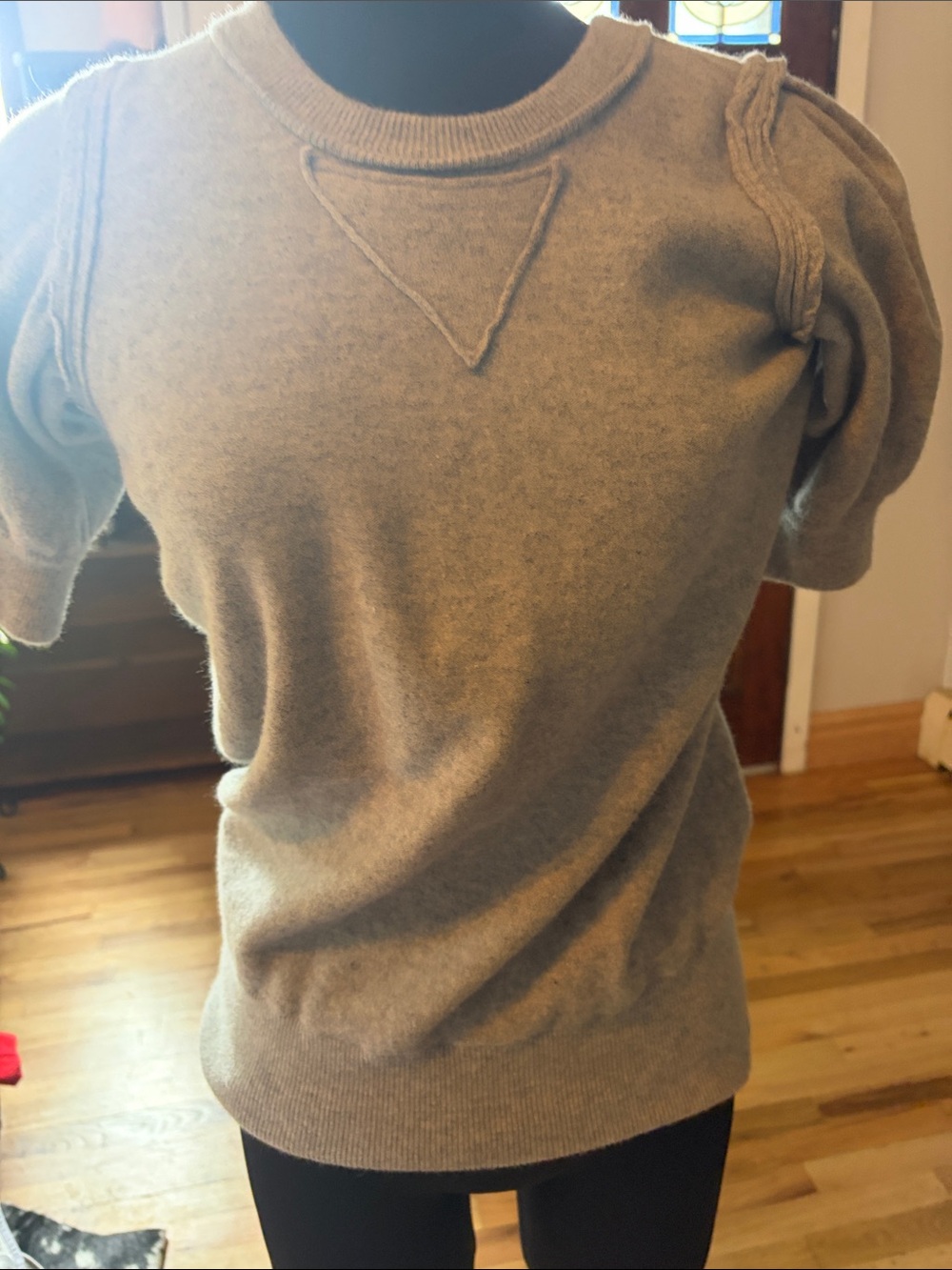 Marc By Marc Jacobs Short-Sleeve Crewneck Sweater in Light Beige
